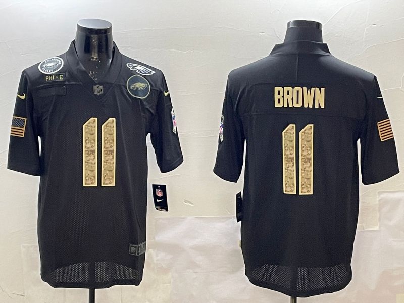 Men Philadelphia Eagles #11 Brown Black 2025 Nike Salute to Service Limited NFL Jersey style 1->philadelphia eagles->NFL Jersey